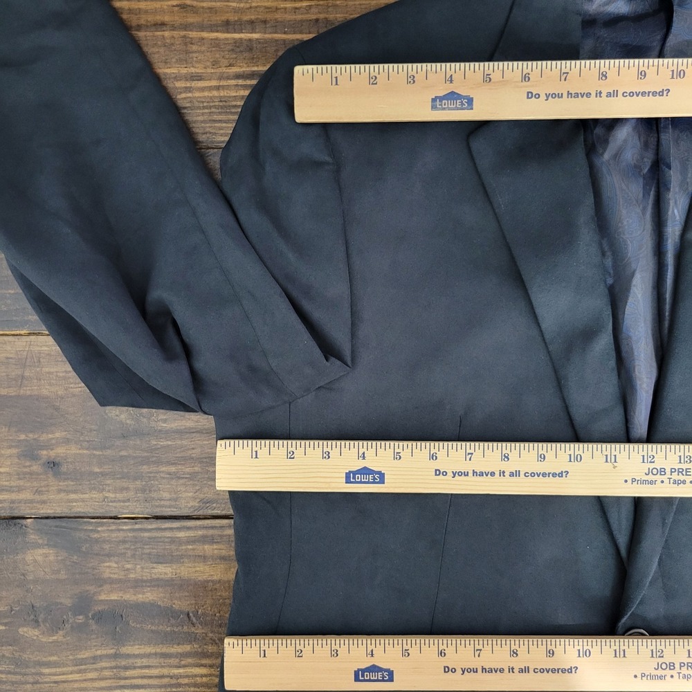 Chaps Men's Sport Coat Blazer Two Button Suede Polyester Grayish Black Size 44R - Picture 2 of 13